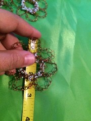 Crocheted Flowers With Beads. handmade With Recycled Copper Wire-9 In All