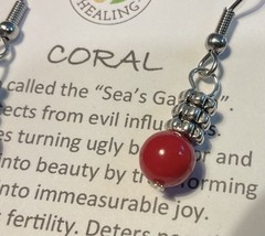 Red Coral Earrings With Stainless Steel Dangles