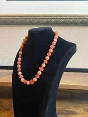 Unique Necklace Round Orange and Cut Cross Red beads Agate 16-18″