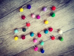 Boho Colored Necklace, Multicoloured Felted Ball Necklace, Pom Pom Necklace