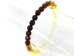 Amber Bracelet Gift FACETED Round Beads Baltic Amber Ombre Rainbow Colorful 8016