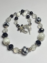 Artisan Handcrafted Art Deco Lampwork Glass Jewelry Black & White Necklace #2