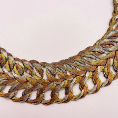 Vintage Artisan Interlocking Tri Color Metal Twisted Wire Collar Necklace Stmt