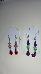 2 Pairs Handmade Earrings Fantasy Witchy Glass Acrylic Cosplay Multicolor Boho