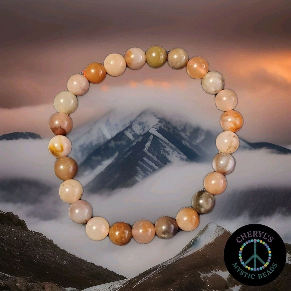 Handmade Peach Moonstone Sacred Soothing Energy Stretch Bracelet 10 mm Beads