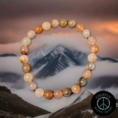 Handmade Peach Moonstone Sacred Soothing Energy Stretch Bracelet 10 mm Beads