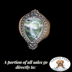 Beautiful Sterling Silver Sarda Bali Sterling W/ Moss agate Sz 7.75