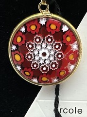Murano Millefiori Pendant 25mm Gold Plated Silver Venetian Glass (MK27)