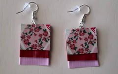 Prairie Patchwork Hexagon earrings duct duck tape lightweight handmade