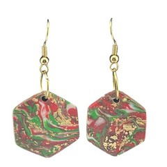 Handmade 1.75in Dangle/Drop Multicolor Hexagon Polymer Clay Earrings