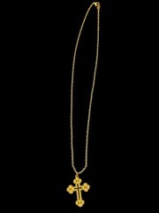 Gold-Finish Stainless Steel Orthodox Christian Cross Pendant with 18″ Chain