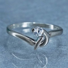 Size 6.25, vintage Sterling 925 silver handmade engagement ring with Cz