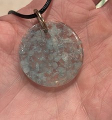 Handmade Aquamarine Pendant Healing Necklace W/black Cord Boho Spiritual Gift