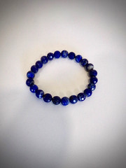 Handmad Blue Pendant Necklace & Bracelet Set, Agate on Lapis Lazuli, SS925 Clasp
