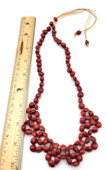 Island Red Seed Necklace Coral Bead Plant Woven on Cord Adjustable Ethnic Boho