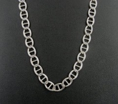 Oval with Line Links Sterling Silver 925 Chain Necklace 24″ Long