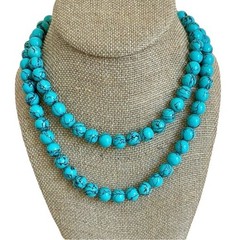 Gorgeous Hippie Classic Ceramic Howlite Turquoise Evening Wear Beaded Necklace