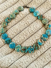 14” Sea Sediment Jasper Necklace. Beautiful! Promotes Inner Peace. Free Shipping