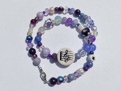 Purple Music Note Ceramic and Glass Bead Necklace | Handcrafted Jewelry