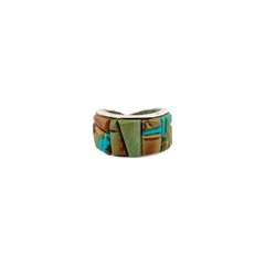 Lester James, Ring, Multi-Stone, Sterling Silver, Navajo Handmade, 8