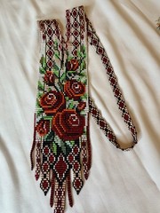 Traditional Ukrainian Gerdan Necklace made of Czech Seed Beads