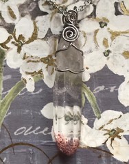 Natural Polished mica crystal Quartz point wire wrapped pendant necklace