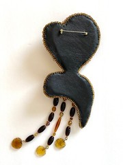 Brooch Handmade Beaded Art Doll Face Kitty Kate