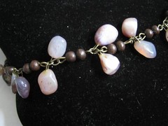 Brass Wired Tumbled AMETRINE & Other Hard Stone Quartz Healing Crystal Necklace