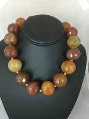 24mm Bold Faceted Carnelian Gold Filled Beads Necklace 17″ | Navajo | 3693