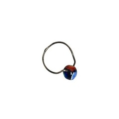Sterling Silver Millefiori Glass Bead Ring Wire Band Red Blue Bead Size 6.5