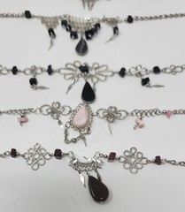 Handmade Anklets And Bracelets Beads And Colorful Stones Lot Of 22