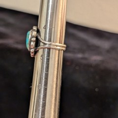 Vintage 1960s Turquoise Sterling Silver Navajo Artisan Split Shank Ring Size 4.5