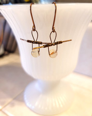 Handmade Wire Wrapped Antique Copper with Quartz Artisan Jewelry Earrings
