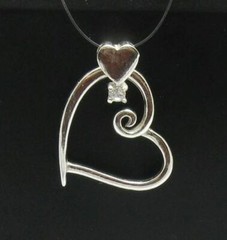 Sterling Silver Pendant Solid 925 Heart With Cubic Zirconia Nickel Free Empress