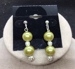 Artisan Handcrafted Yellow Glass Beaded & Silver Tone Beaded Earrings G102