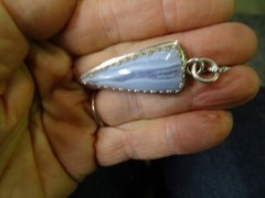 TIMELESS HANDCRAFTED AFRICAN BLUE LACE AGATE PENDANT SET IN STERLING SILVER