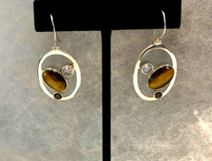 Sajen Oval Tiger Eye Drop Earrings Approx. 1 3/4 In. Long – 9.2 Grams