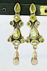 Sterling Silver 2 In PERIDOT PRAISOLITE Briolette Drop Dangle Stud EARRINGS