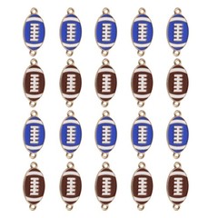 20Pcs Football Charm 28mm Enamel Alloy Rugby Charm Pendant,Dark Brown,Dark Blue