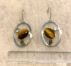 Sajen Oval Tiger Eye Drop Earrings Approx. 1 3/4 In. Long – 9.2 Grams