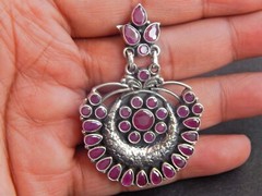 Natural Ruby Flower Studs , 925 Sterling Silver , Wedding Studs , Vintage Stud