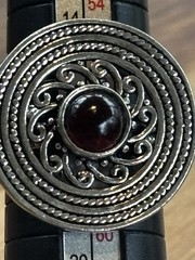 Red Garnet Ornate Statement Cocktail 925 Sterling Silver Ring Size 8.25