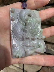 Huge Jadeite Dragon Pendant Necklace Handcrafted USA Seller