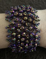 Artisan Purple Gold Blue seed bead 16” Collar necklace bracelet set