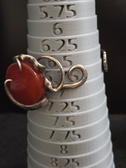 Artisan Fork Bracelet With Large Red-Agate/Carnelian Stone Silverplate