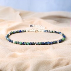 Natural Faceted Azurite Malachite Beads Healing Crystal Minimalist Bracelet