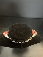 925. Fire Crackle Agate Necklace Beaded 17in-19in Sterling Clasp Marked IL
