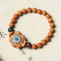 8mm Sandalwood Meditation Bracelet Chinese-Style Buddhist Prayer Bead Bracelet