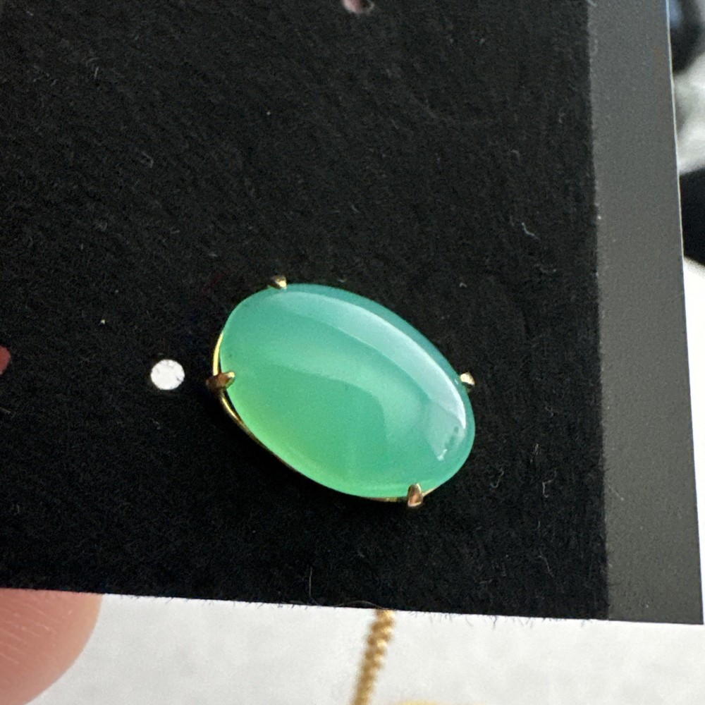 18k Yellow Gold Green Jade Tie Pin