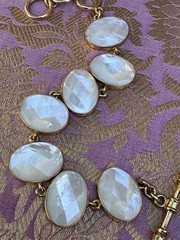 Charles Albert Faceted Oval Mother of Pearl & Alchemia Gold Handcrafted Bracelet